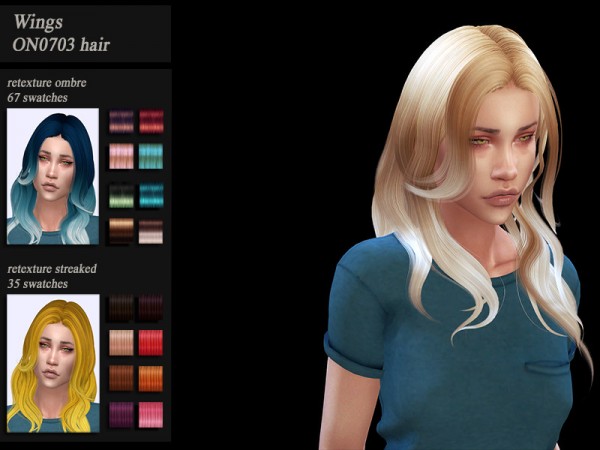 The Sims Resource: Wings ON0703 Hair Retextured by Jenn Honeydew Hum for Sims 4