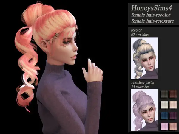 The Sims Resource: Wings OE1224 hair retextured by HoneysSims4 for Sims 4