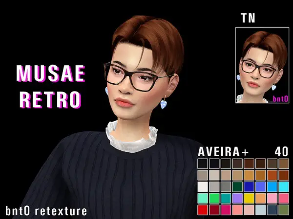 The Sims Resource: Musae`s Retro hair hair retextured by bnt0 for Sims 4