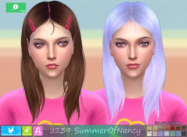 NewSea: J239 Summer Of Nancy Hair for Sims 4