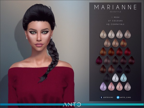 The Sims Resource: Marianne hair by Anto for Sims 4