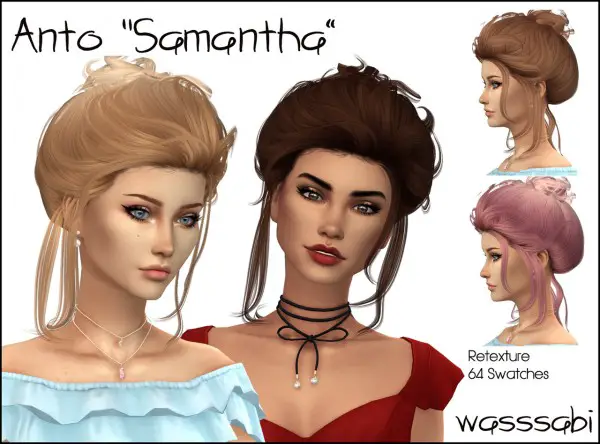 The Sims Resource: Anto`s Samantha hair retextured for Sims 4