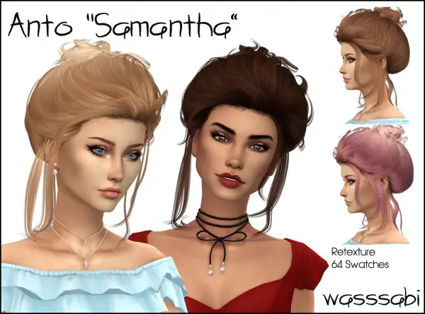 Wasssabi Sims: Anto`s Samantha hair retextured for Sims 4