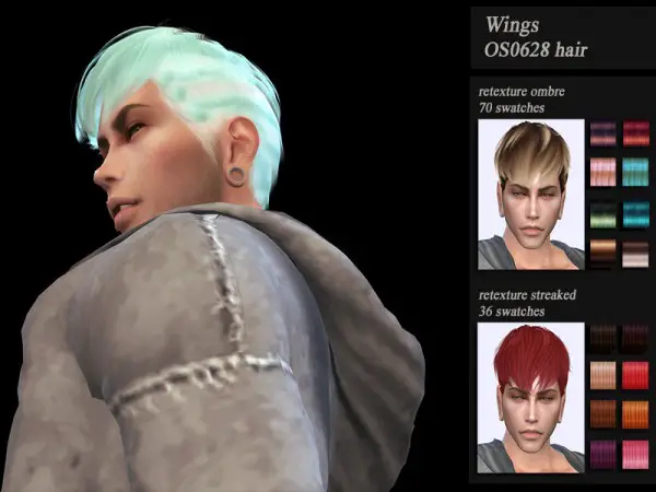 The Sims Resource: Wings OS0628 hair retextured by HoneysSims4 for Sims 4