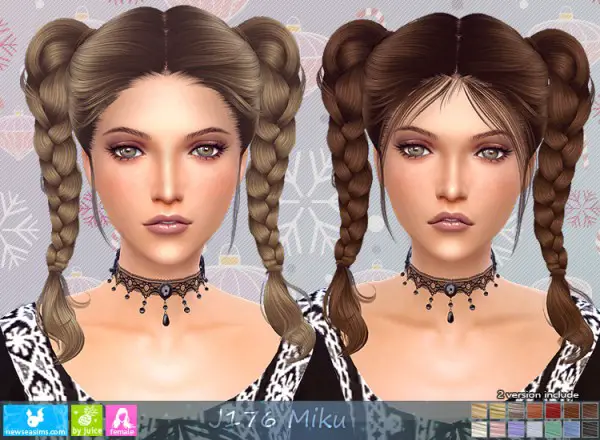 NewSea: J176 Miku Hair for Sims 4