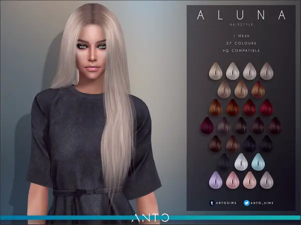 The Sims Resource: Aluna hair by Anto for Sims 4