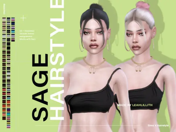 The Sims Resource: Sage Hair by Leah Lillith for Sims 4