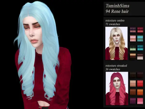 The Sims Resource: Tsminh`s hair recolor by HoneysSims4 for Sims 4