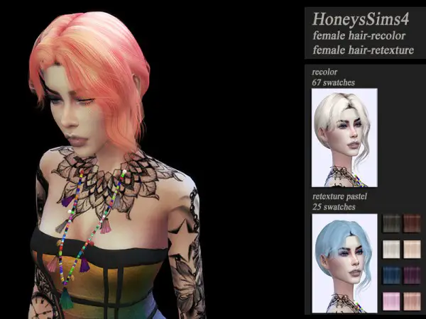 The Sims Resource: Wings OE0307 Hair retextured by HoneysSims4 for Sims 4
