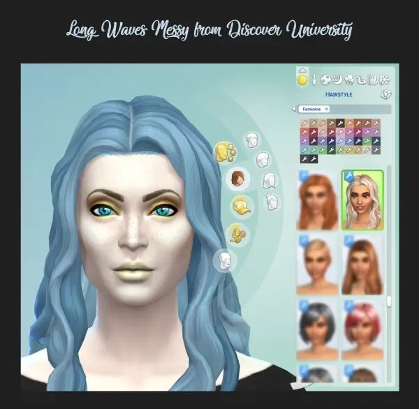 Mod The Sims: Long Waves Messy Hair retextured by Simmiller for Sims 4