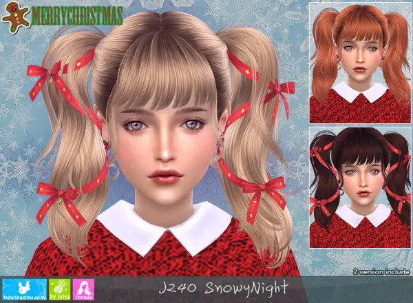 NewSea: J240 SnowNight Hair for Sims 4