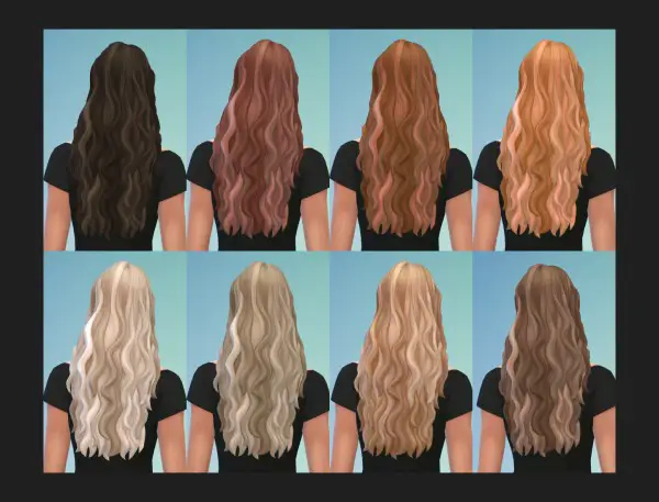 Mod The Sims: Long Waves Messy Hair retextured by Simmiller for Sims 4
