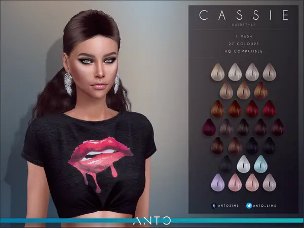 The Sims Resource: Cassie Hair by Anto for Sims 4