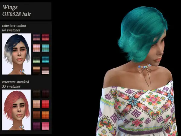 The Sims Resource: Wings OE0528 hair retextured by HoneysSims4 for Sims 4