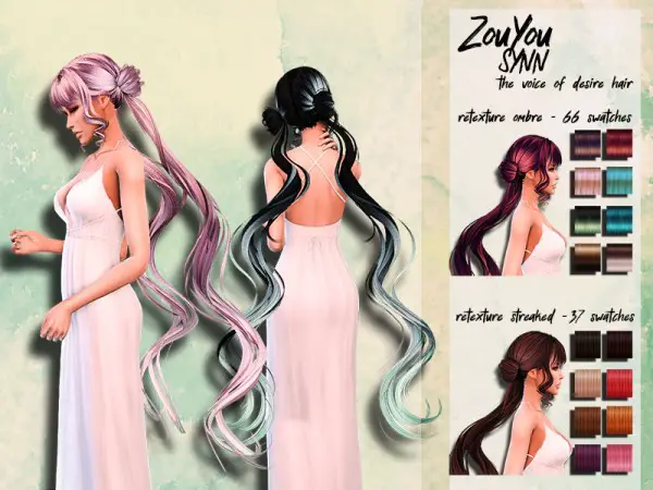The Sims Resource: ZouYou Synn voice hair retextured by HoneysSims4 for Sims 4