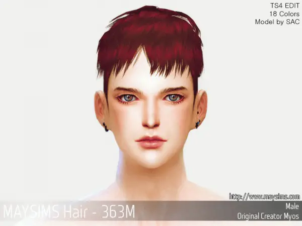 MAY Sims: MAY363M Hair retextured for Sims 4