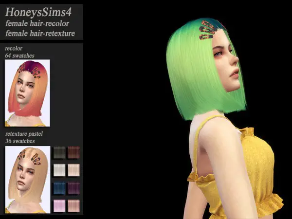 The Sims Resource: LeahLillith`s Maddie hair retextured by HoneysSims4 for Sims 4