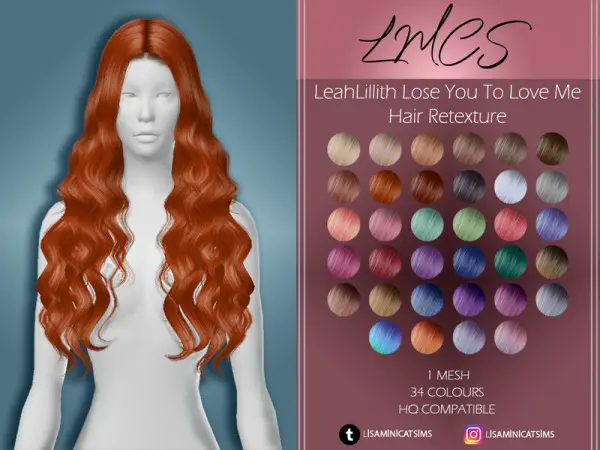 The Sims Resource: LeahLillith Lose You To Love Me Hair Retextured by Lisaminicatsims for Sims 4