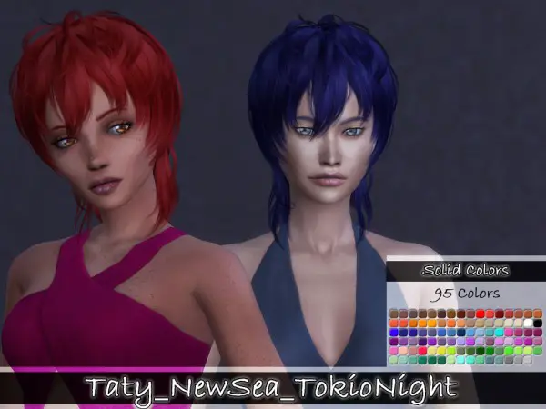 Taty: Newsea`s Tokyo Night hair retextured for Sims 4