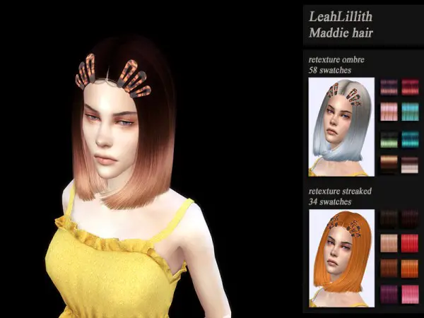 The Sims Resource: LeahLillith`s Maddie hair retextured by HoneysSims4 for Sims 4