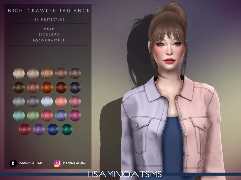 The Sims Resource Nightcrawler S Radiance Hair Retextured By Lisaminicatsims Sims 4 Hairs