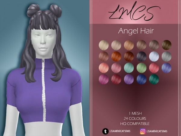 The Sims Resource: Leah Lillith`s Angel Hair retextured by Lisaminicatsims for Sims 4