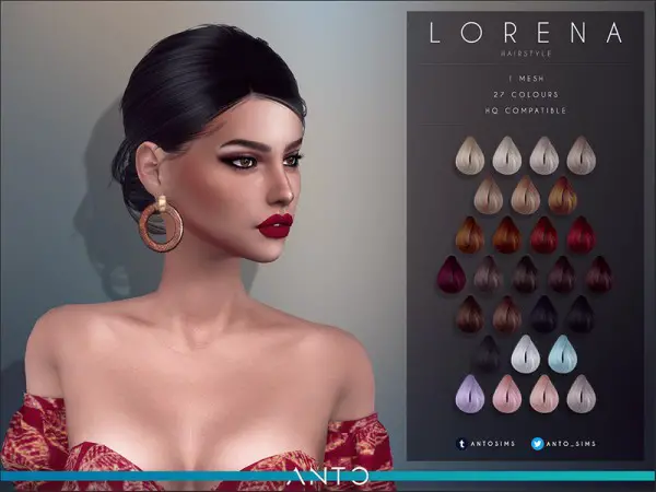 The Sims Resource: Lorena Hair by Anto for Sims 4
