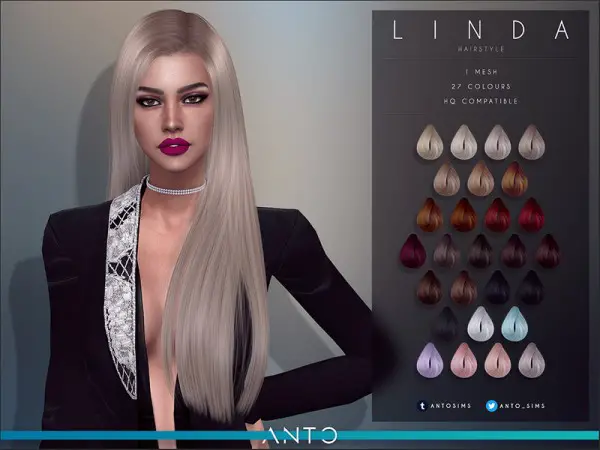 The Sims Resource: Linda Hair by Anto for Sims 4