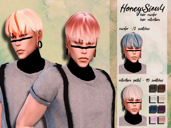 The Sims Resource: Musae`s Gelato hair retextured by HoneysSims4 for Sims 4