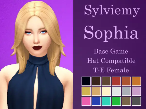 The Sims Resource: Sophia Hair Retextured by Sylviemy for Sims 4