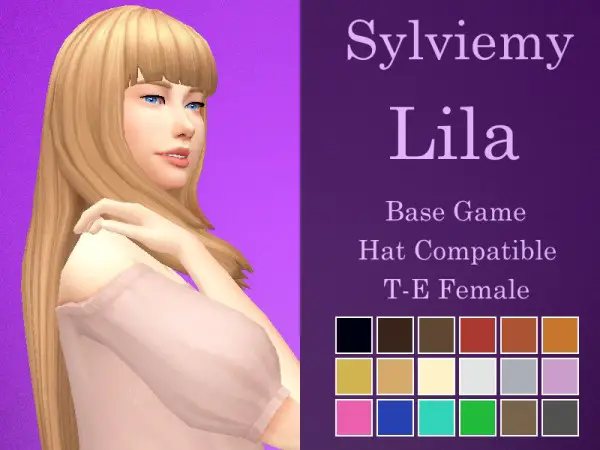 The Sims Resource: Lila Hair Retextured by Lila Hair for Sims 4