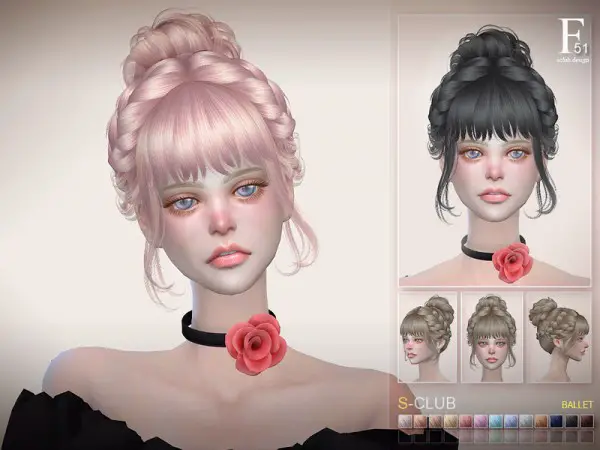 The Sims Resource: Ballet n51 hair by S Club for Sims 4