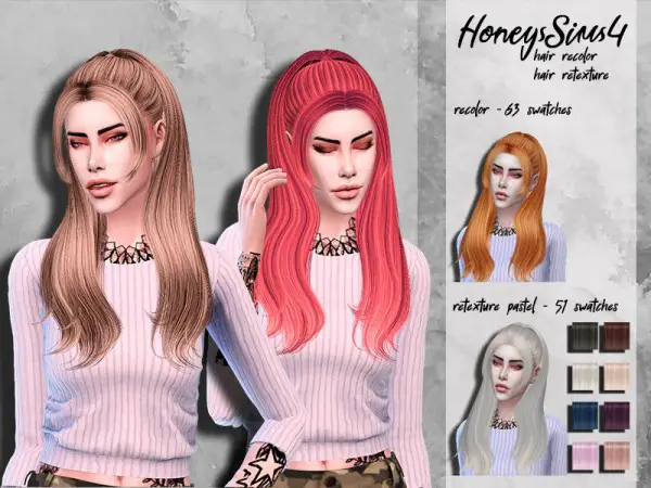 The Sims Resource: Tsminh`s Jen Hair retextured by HoneysSims4 for Sims 4