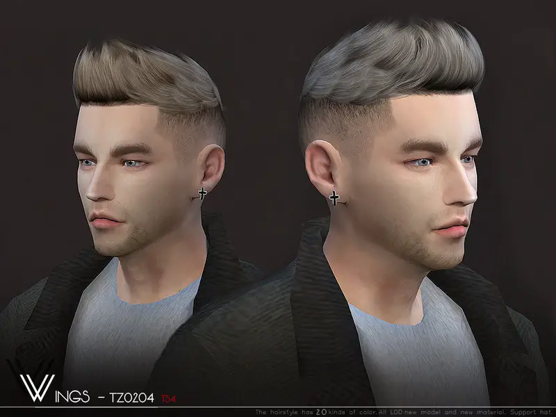 The Sims Resource: WINGS-TZ0204 - Sims 4 Hairs