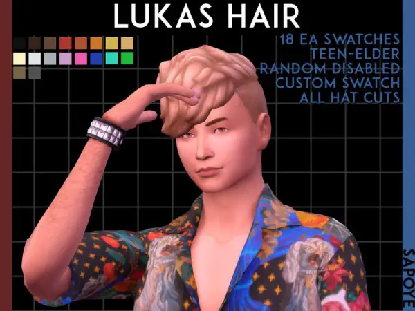 The Sims Resource: Lukas Hair Retextured by Sapoye for Sims 4