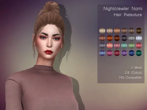 The Sims Resource: Nightcrawler`s Nomi hair retextured by Lisaminicatsims for Sims 4
