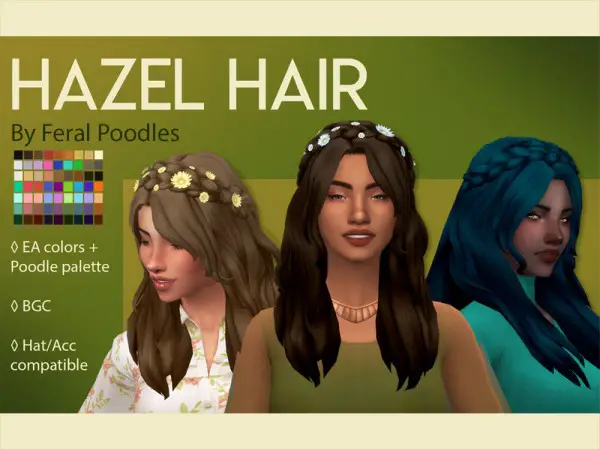 The Sims Resource: Hazel Hair Retextured by feralpoodles for Sims 4