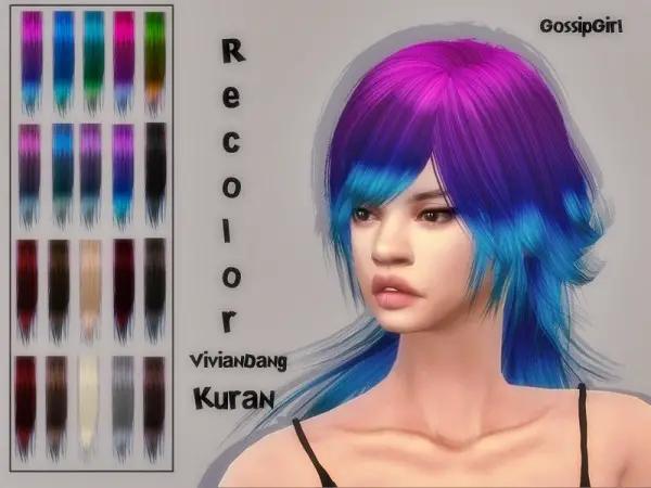 The Sims Resource: VivianDang`s Kuran Hair Recolored by GossipGirl for Sims 4