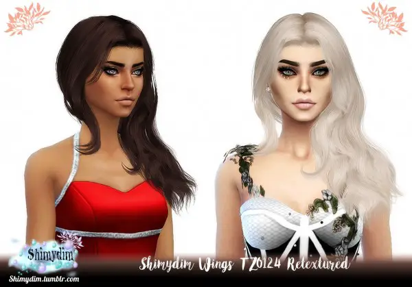 The Sims Resource: Wings TZ0124 Hair Retextured for Sims 4