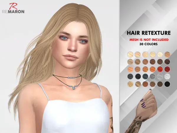 The Sims Resource: TZ0201 Hair Retextured by remaron for Sims 4