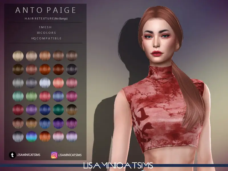 The Sims Resource Anto`s Paige Hair Retextured By Lisaminicatsims