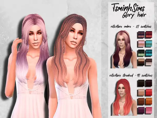 The Sims Resource: TsminhSim`s Glory Hair Retextured by HoneysSims4 for Sims 4