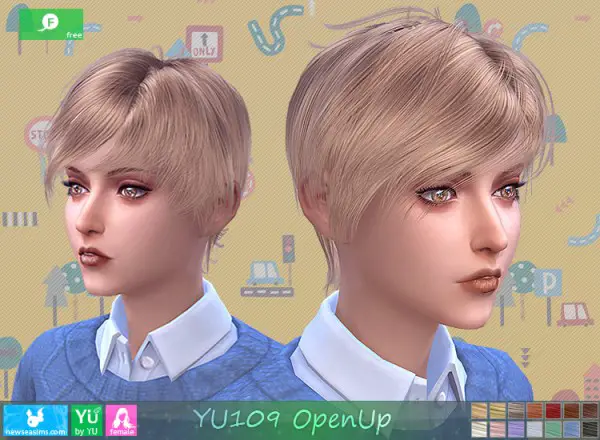 NewSea: YU109 OpenUp hair for Sims 4