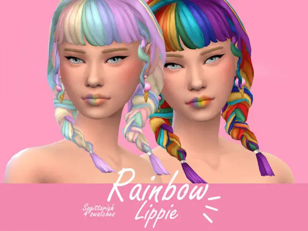 The Sims Resource: Rainbow Lippie Hair by Sagittariah for Sims 4