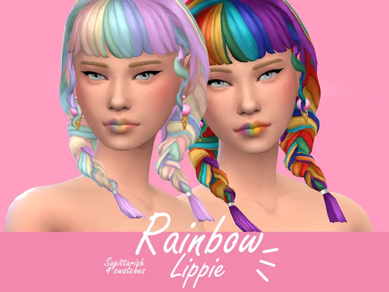 The Sims Resource Rainbow Lippie Hair By Sagittariah Sims 4 Hairs 3832