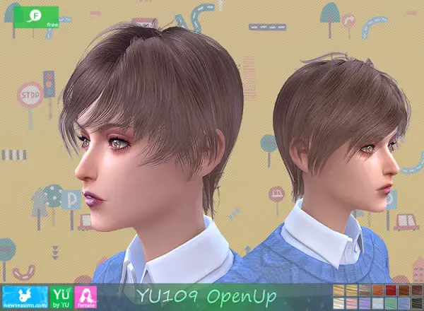 NewSea: YU109 OpenUp hair for Sims 4