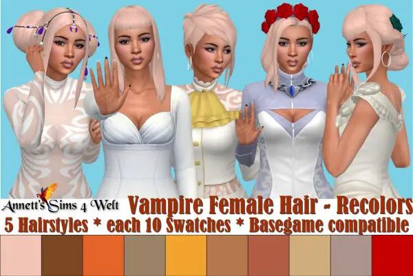 Annett`s Sims 4 Welt: Vampire   Female Hair recolored for Sims 4