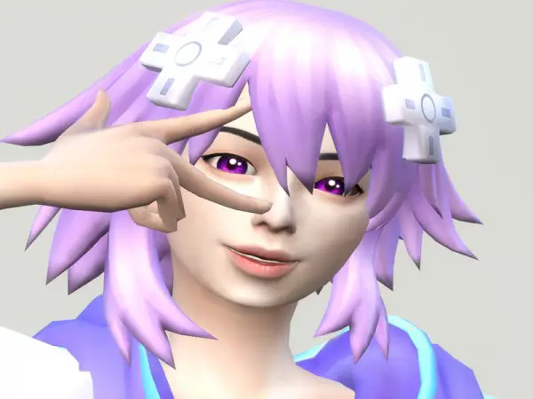 The Sims Resource: Hyperdimension Neptunia: Neptunes hair retextured by Chikura for Sims 4