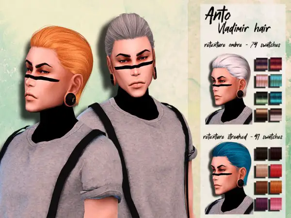 The Sims Resource: Anto`s Vladimir Hair retextured by HoneysSims4 for Sims 4