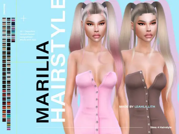 The Sims Resource: Marilia Hair by LeahLillith for Sims 4